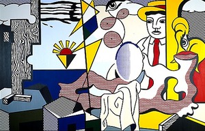 Figures with sunset