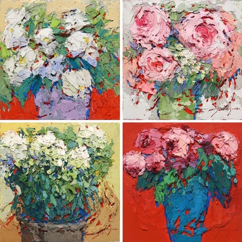 Flower 13-16 · Oil on Canvas · 31.8x31.8cm · 2017