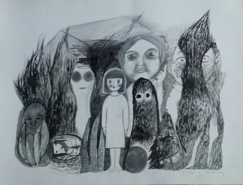 I hate a special day · 판화지 위에 콘테.  먹물 · 77×55cm