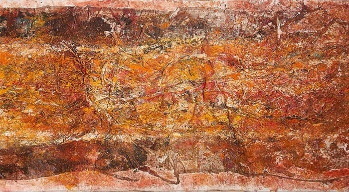 슬픈 이카루스의 전설 (부분) · 캔버스에 혼합재료 · 164x900cm · 2018
