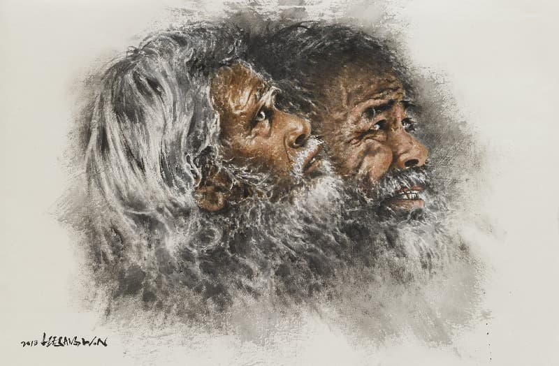 영원의 초상 · 한지위에 먹과 유화물감 · 125x 82cm · 2013