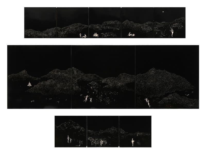 이인합주 二人合奏 · 나무에 옻칠 · 12 x 12cm (8ea) . 24 x 24cm (3ea) · 2018