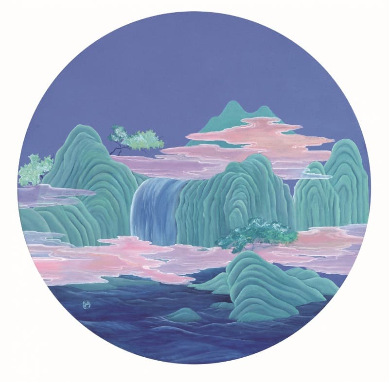 별유천지(別有天地) · 광목천에 혼합재료 · 100cm · 2018