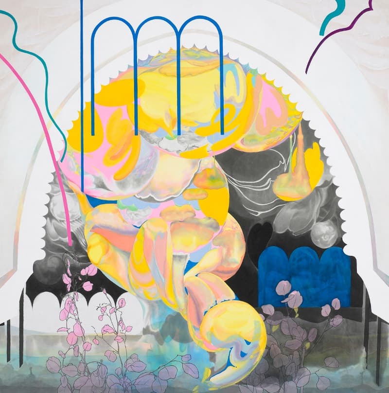 순간의 문 · 장지에 먹과 채색 · 130x130cm · 2018