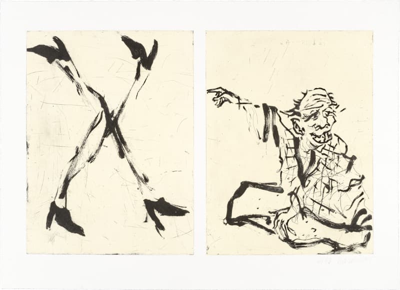 Besuch von Hokusai I · Line etching and aquatint etching on laid paper · 85.5x118.5cm · 2015 · Georg Baselitz