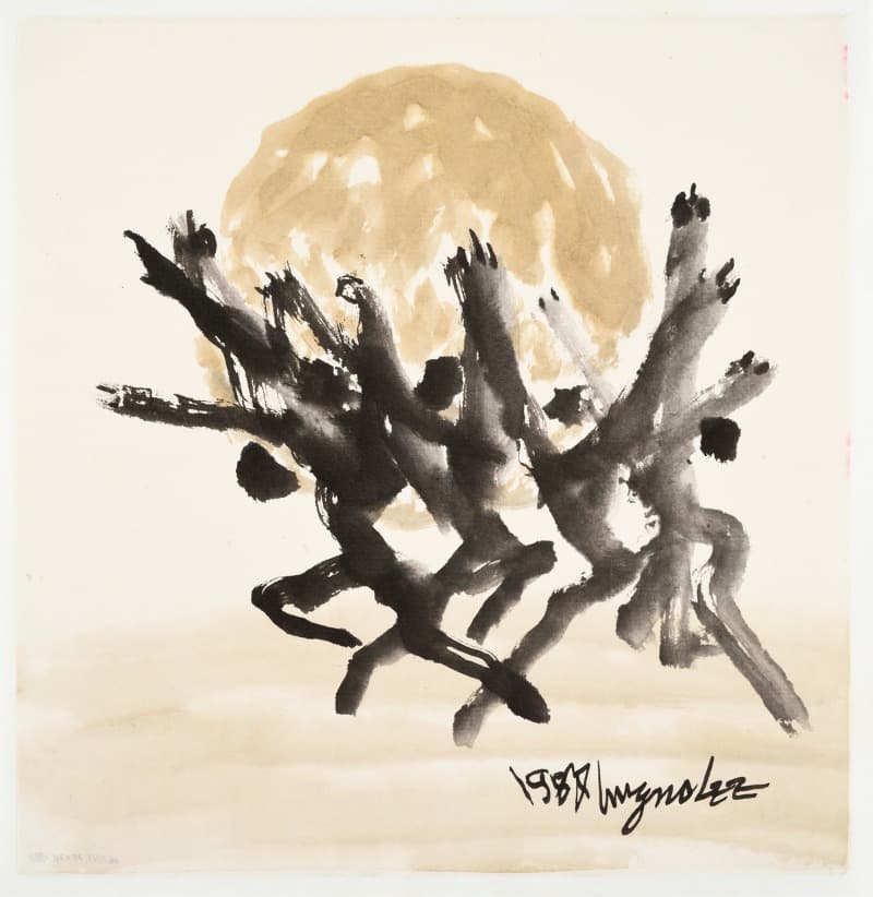 군상 · 한지에 수묵담채 · 35 x 34 cm · 1987 · People