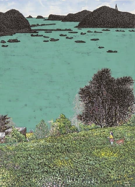 언덕너머 · 한지에 수묵채색 · 72 × 52 cm · 2018