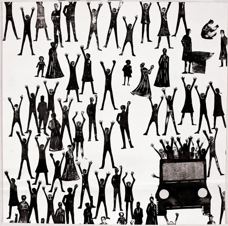 도미야마 다에코 - 자유광주 · 리놀륨판 · 71.5 x 72 cm · 1980