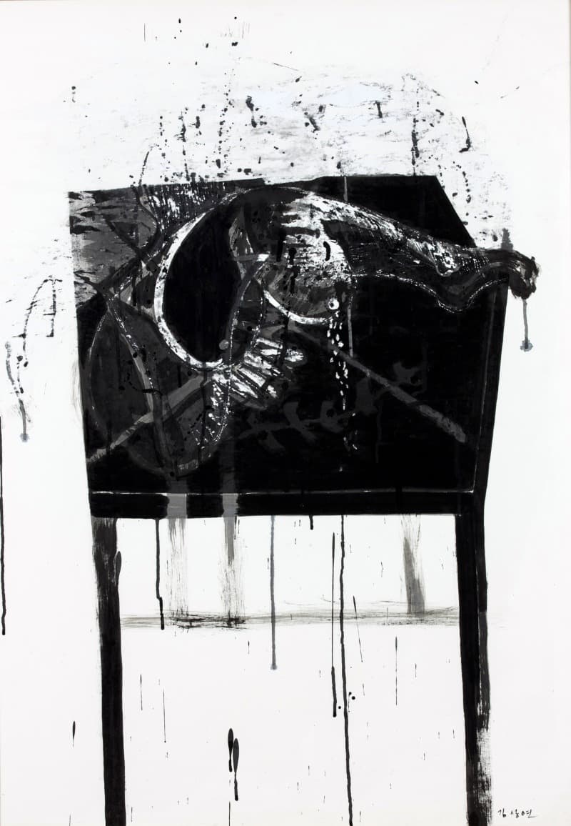 육식 · 종이에 잉크와 아크릴 · 108 x 78 cm · 2001 · ink and Acrylic on paper
