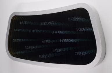 Cars · LED. aluminum · mirror · 193x91.4x18cm · 2014 · one-way mirror and electric energy