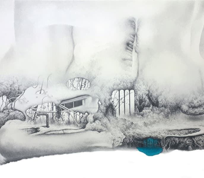 Quantum landscape D1 · 종이위에 연필 아크릴채색 · 73 x 84 cm · 2018