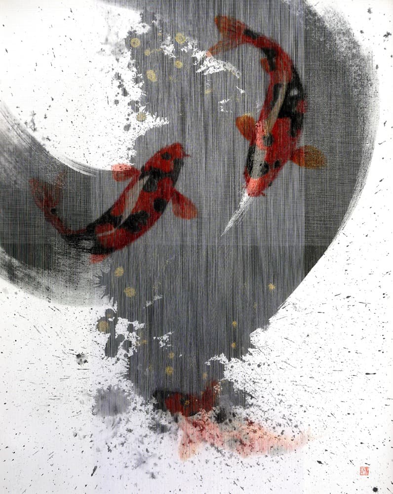 잉어야 날자 · Oil on thread · 116 x 91cm · 2018