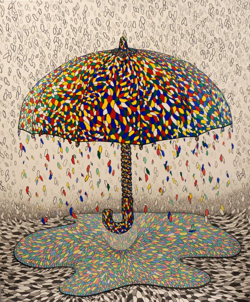 추억-뚝뚝뚝 · 한지에 먹과 채색 · 162x130cm · 2013