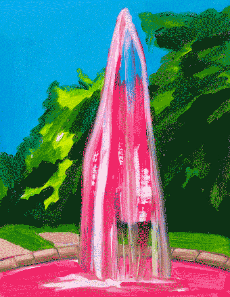 낮 분수 · 종이에 유채_ · 55.5×41.5cm · 2018