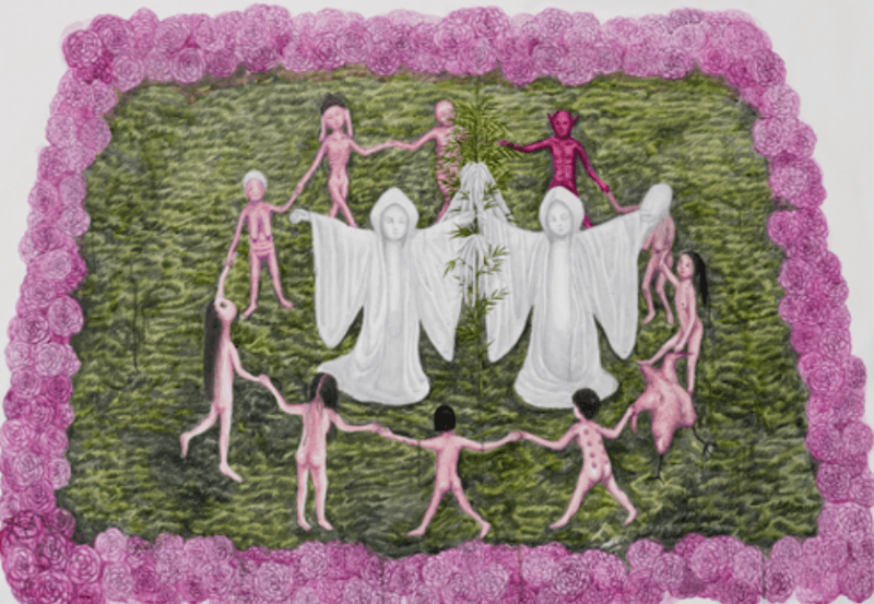나비춤 · 캔버스에 아크릴채색 · 93.7×135.7cm · 2018