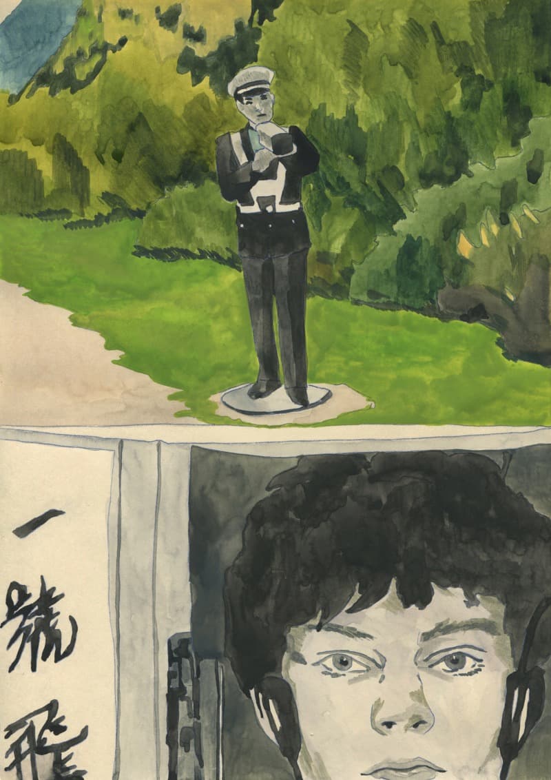 M-001 M-001 · 먹지드로잉 위에 수채 · 29x21cm · 2018