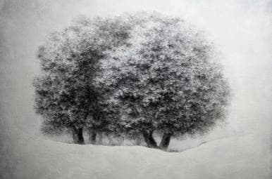 3 Mile House · 캔버스에 플라워 애쉬. 대리석 파우더 · 100×140cm · 2017