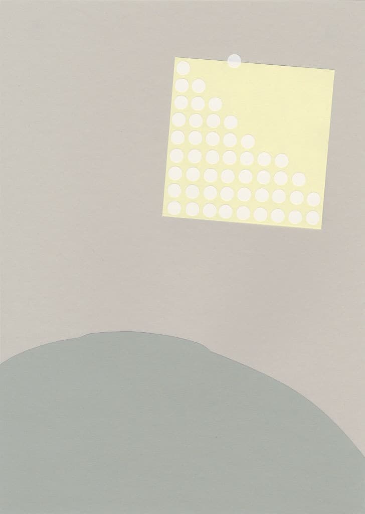 종잇조각 A Piece of Paper · Sticker and colored paper on paste board · 29.7cm x 21cm · 2017