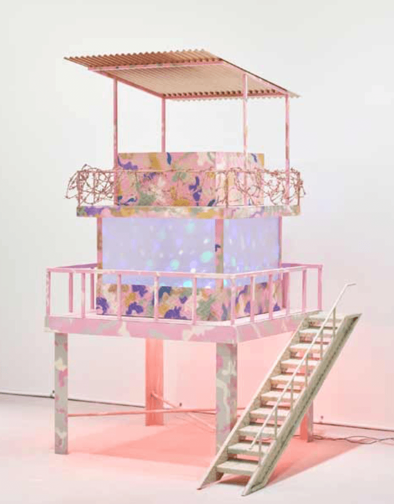 유화수_ Pink Observer · 철. 아크릴. LED · 180×180×180cm · 2018
