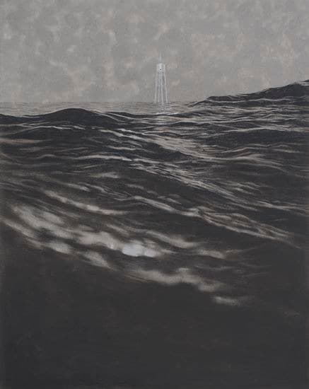 광활한 적막 · 한지에 먹.  콩테 · 72.7x53cm · 2018