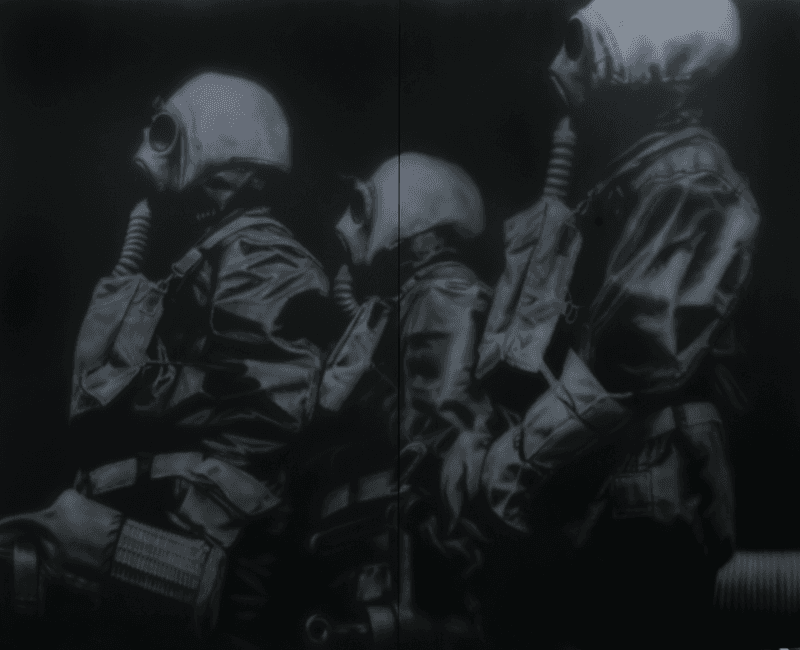 GAS MASK · Oil on canvas · 324 x 259cm · 2018