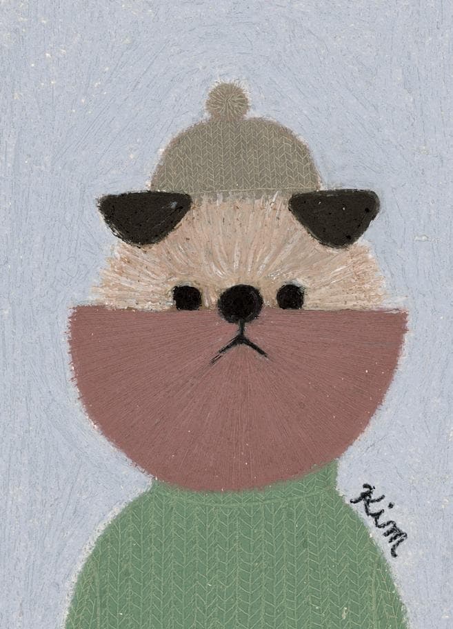털모자와 털뚱이 · 종이에 파스텔 · 140x88cm · 2018