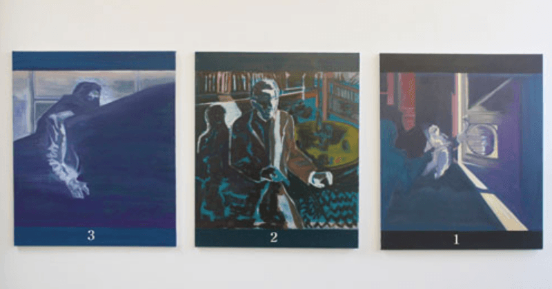 세 남자의 느와르 Noir of three men · 캔버스에 유채 · 70×63cm×3 · 2018