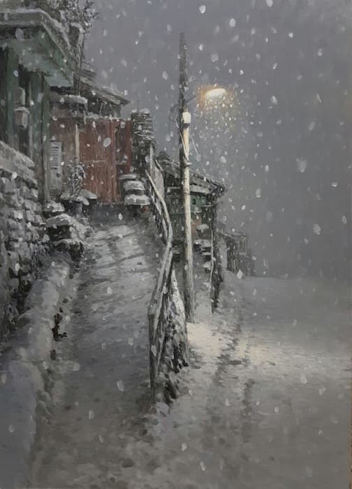 밤새 · Oil on canvas · 90.9x65cm · 2018