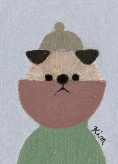 털모자와 털뚱이 · 종이에 파스텔 · 28x21cm · 2018
