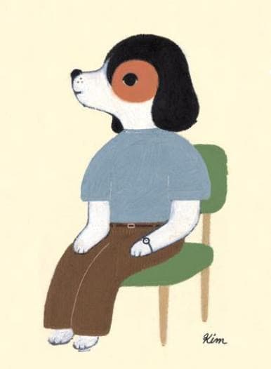 꽃개 3 · 종이에 혼합재료 · 36x46.5cm · 2018