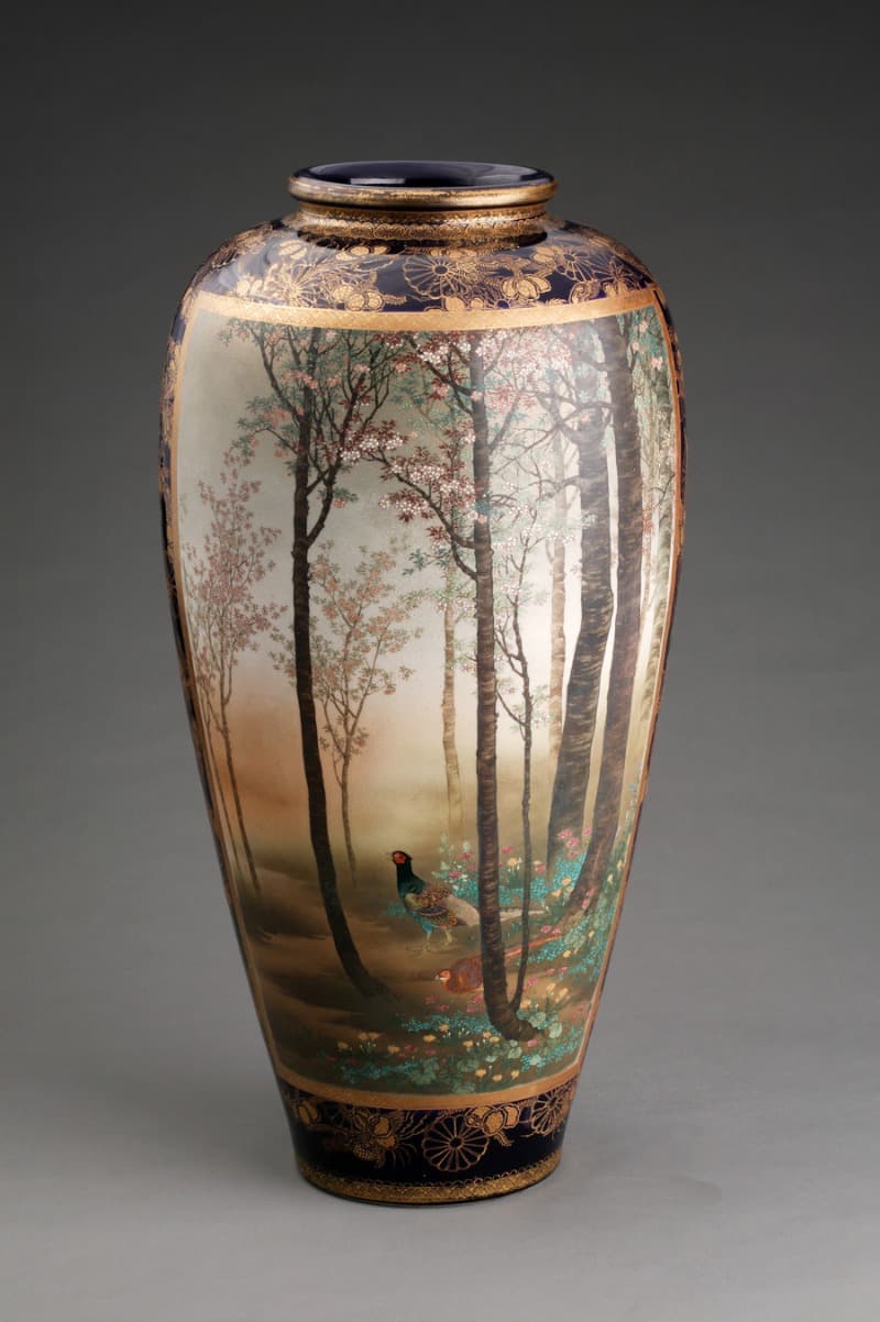색회금채화조문화병 · 60.6 x 15.4 x 15.3 cm · 19세기 말-20세기 초