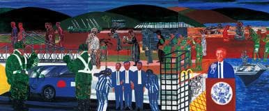 서용선 - News and Accident · Acrylic on Canvas · 250x600cm(3p) · 1997-1998