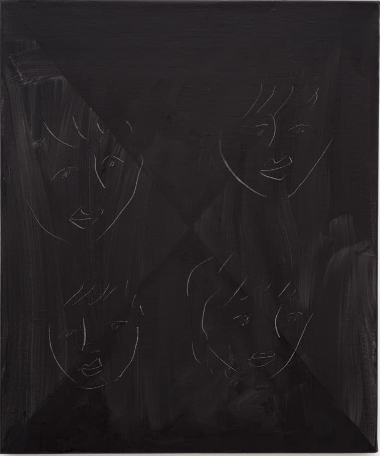 미나미카와 시몬 / 네명의 사람들 · 캔버스에 아크릴릭 · 45.7x38.3cm · 2018 · himon Minamikawa/Group of 4 people · Acrylic on canvas