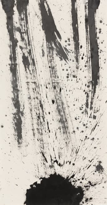 폭포 · 광목에 먹 · 160x82cm · 2018 · Flow · Ink on cotton fabric