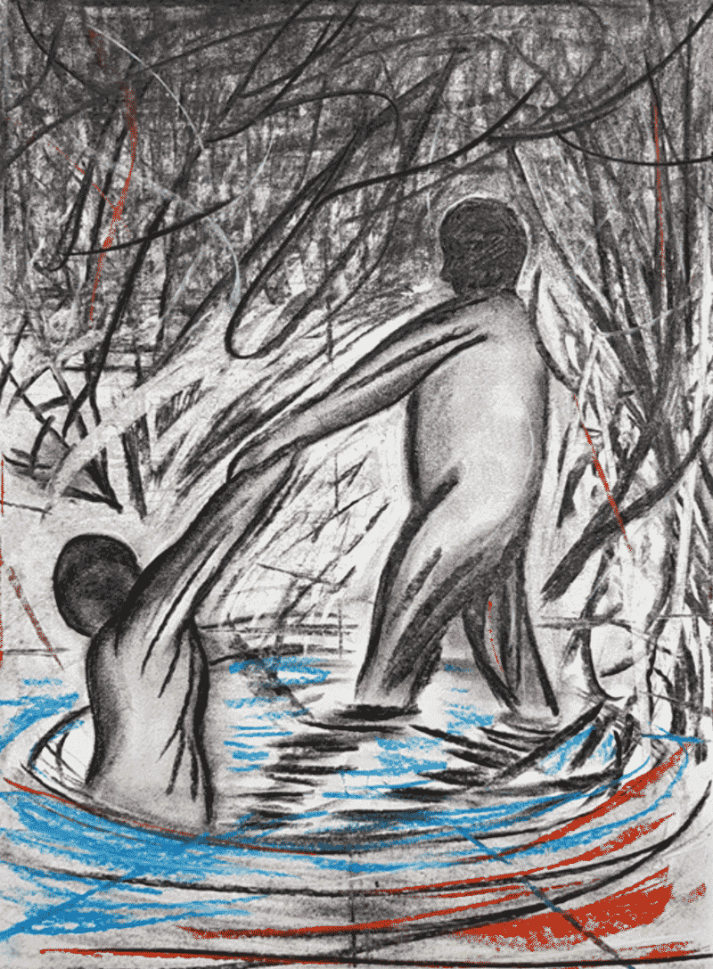 Water · 종이에 목탄 · 54.5×39.4cm · 2018