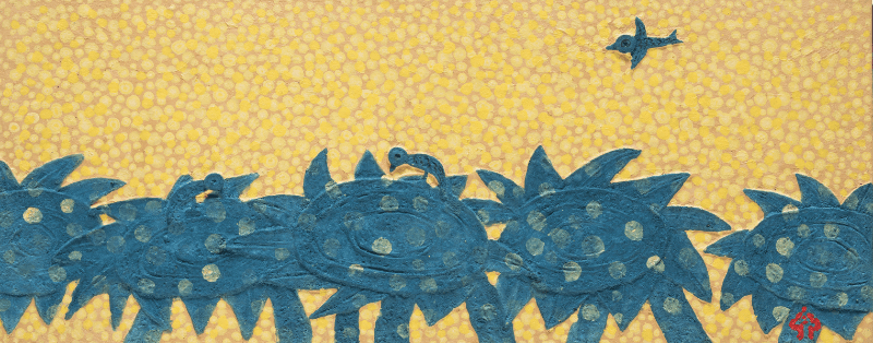 해바라기 · Mixed media · 100x40cm · 2017 · Sunflower · Mixed media