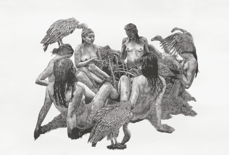 한지민_유랑의 문 · 리노컷 · 70×100cm · 2018