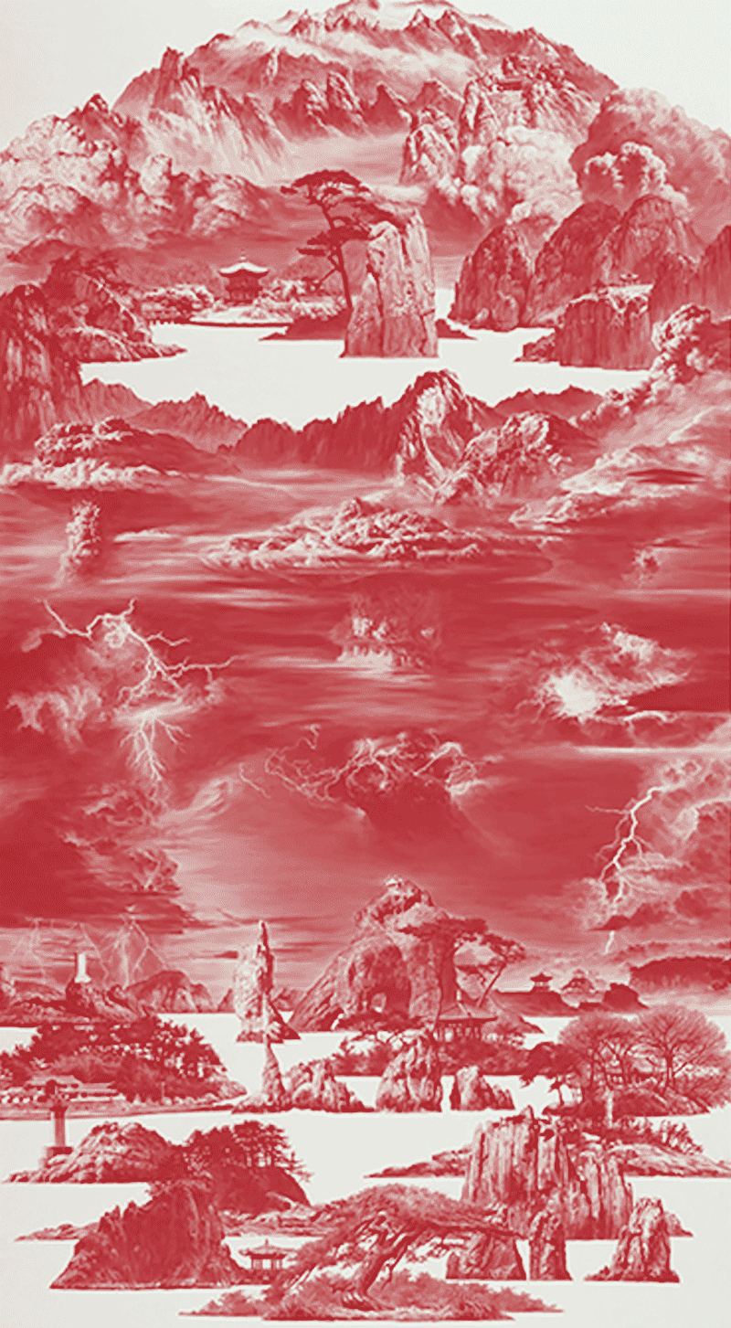 Between Red - 017APR02 · oil on linen · 180x100cm · 2017