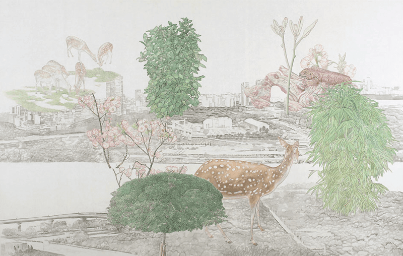 서울숲 · 비단에 수묵채색 · 114x178cm · 2019