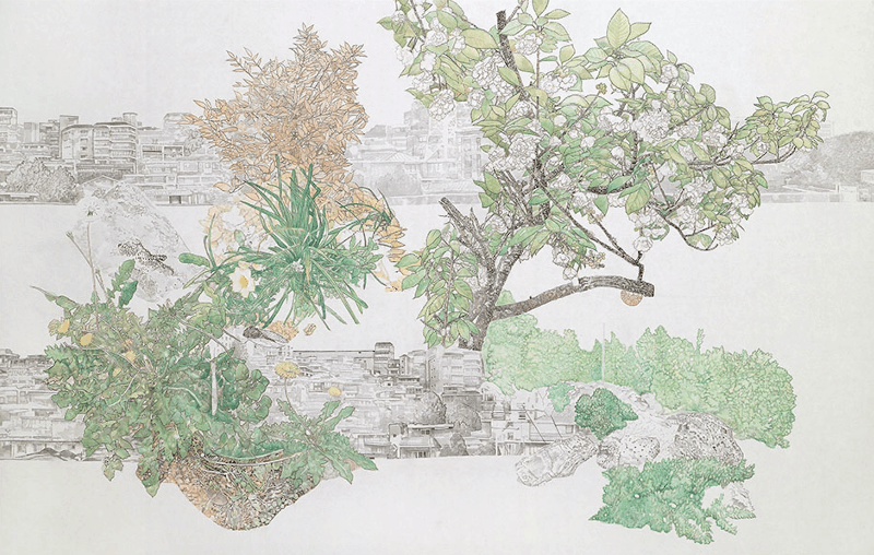 파동춘추도 · 비단에 수묵채색 · 114x178cm · 2019