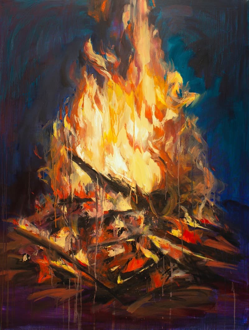 한혜원 Bon fire · Oil paint on canvas_ · 129x97cm · 2019