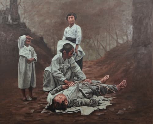한국현대사-6.25  이태골의 총살형 · 캔버스에 유채 · 130x162cm · 2019