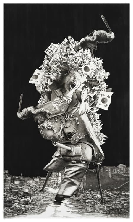한국 현대사 6.25 망령들 · 캔버스에 유채 · 220x130.5cm · 2018