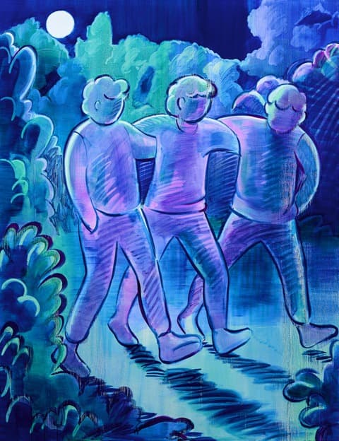 Strolling together · Oil on canvas · 145.5x112.1cm · 2019 · Strolling together · Oil on canvas