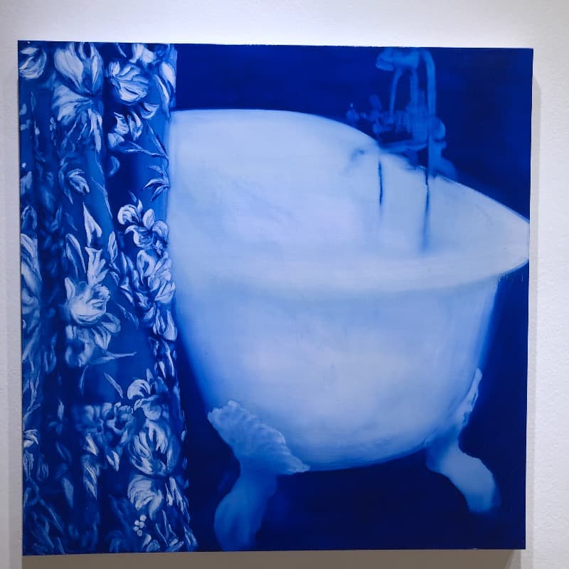 최지영 <Blue Bathroom> · 캔버스에 유채 · 100x100cm · 2012 · <Blue Bathroom> · oil on canvas