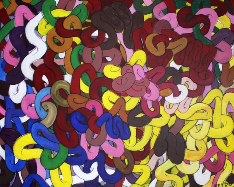 영감세포1.2019 · 캔버스에 혼합재료 · 162.2x130.3cm · 2019 · Implied cell1.2019 · Mixed media on canvas