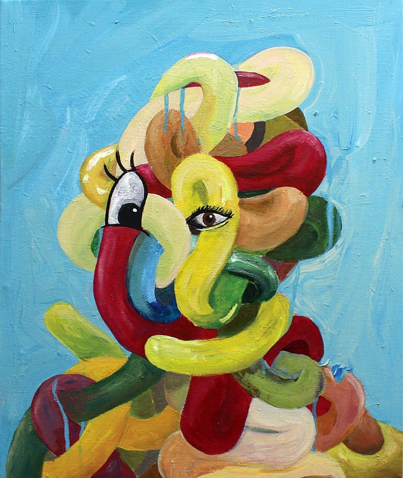 자화상.2018 · 캔버스에 아크릴 · 45.5x37.9cm · 2018 · Self-portrait.2018 · Acrylic on canvas