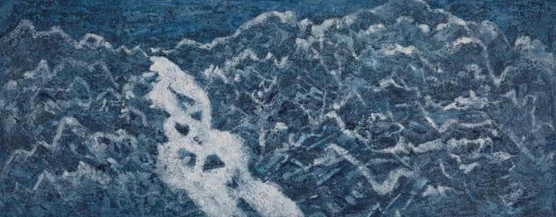 Mountain in Motion-Concerto · 흙벽화기법에 천연안료 · 46×116cm · 2019 · Mountain in Motion-Concerto