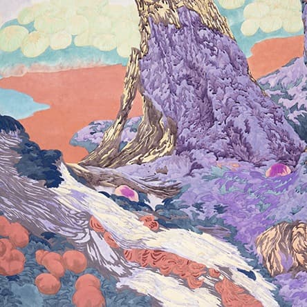 열수림 熱水林 · 한지에 채색 · 130.3×193.9cm · 2019 · heat forest · Korean paper and coloring