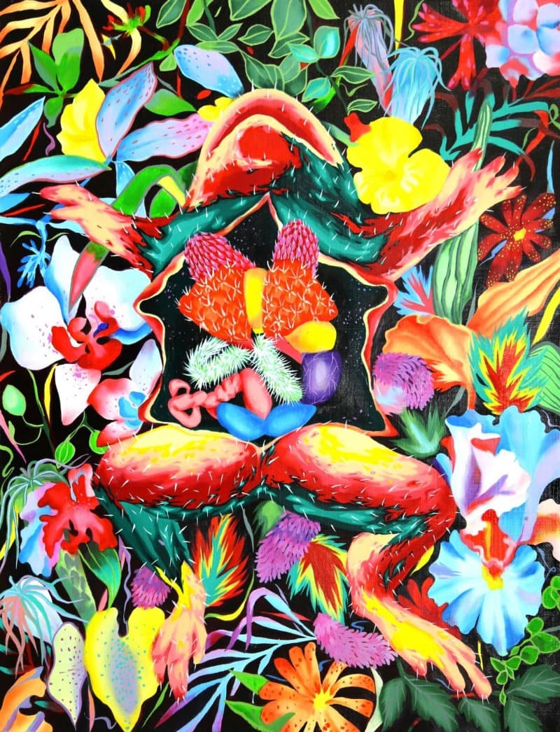 김영래_꽃피우기 · Oil on canvas · 45.5x53.0cm · 2018 · Kim Young-rae_Flowing Flowers